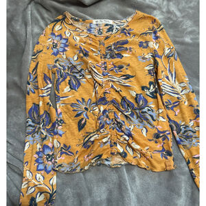 Women's We The Free Long Sleeve Tee S Orange Blue Floral